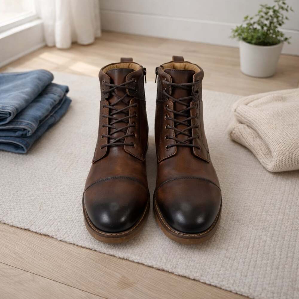 Joseph Abboud Alan Cap Toe Boots Cognac Leather Lace Up Men’s 11.5 D